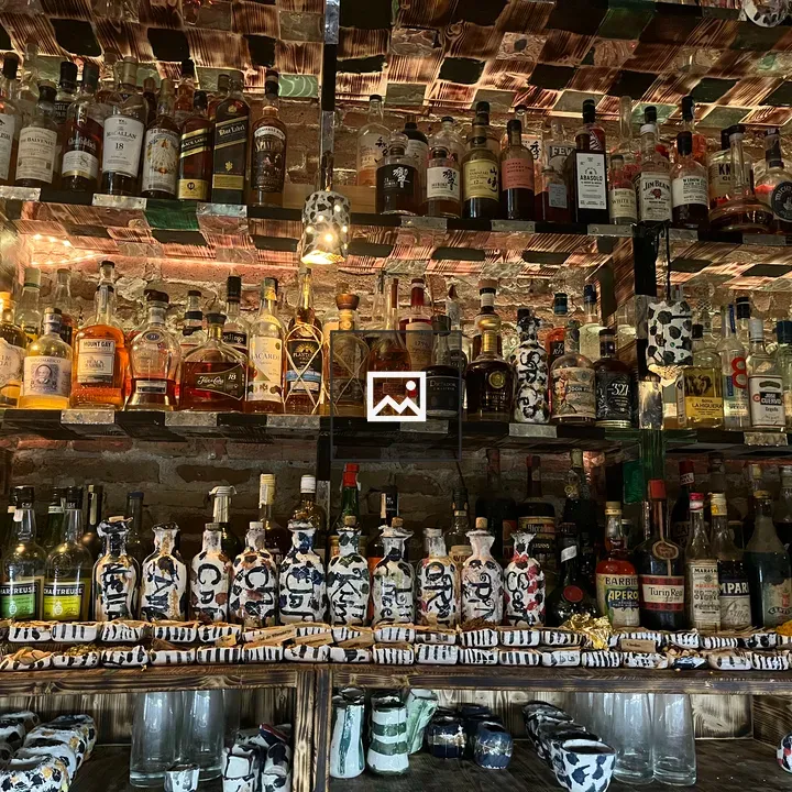 Liquor Shelves with Spice Bowls