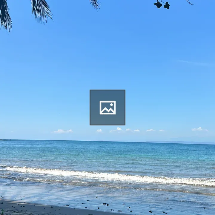 Serene Beach Scene with Palm Fronds