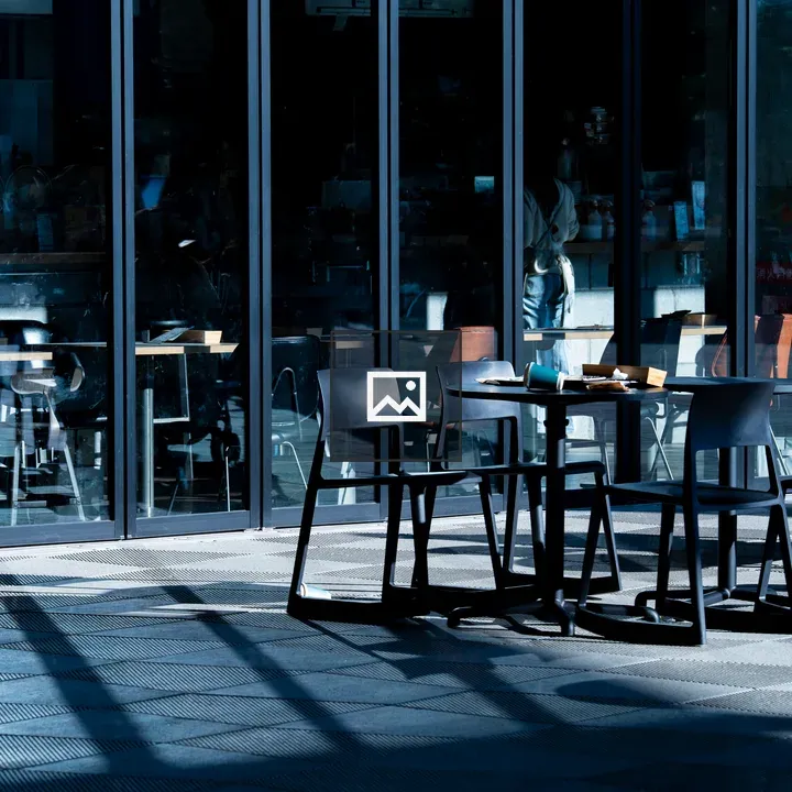 Sunlit outdoor seating area