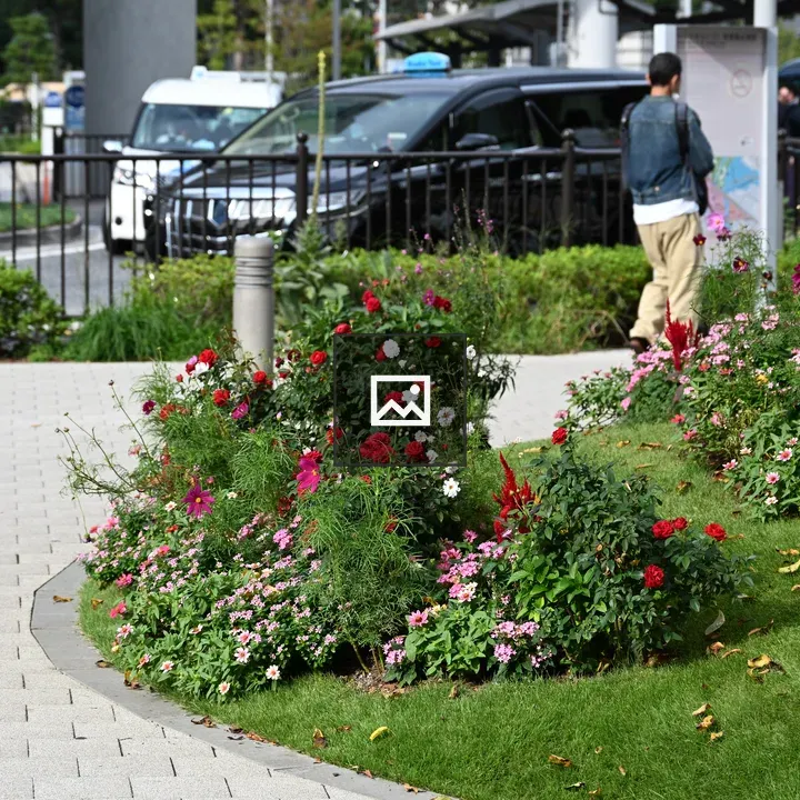 Flower beds with paving stones
