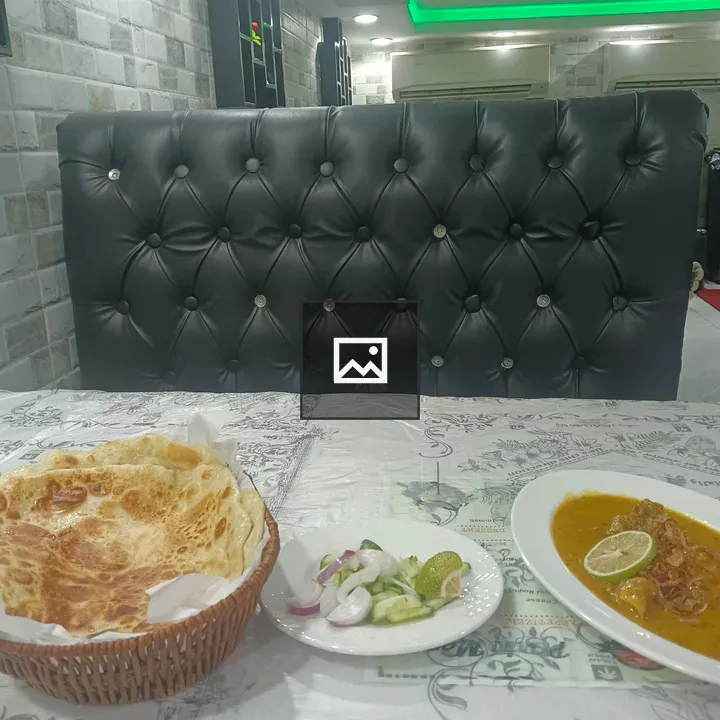 Table and bench with food