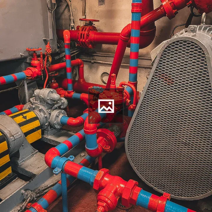 Mechanical pipes in engine room