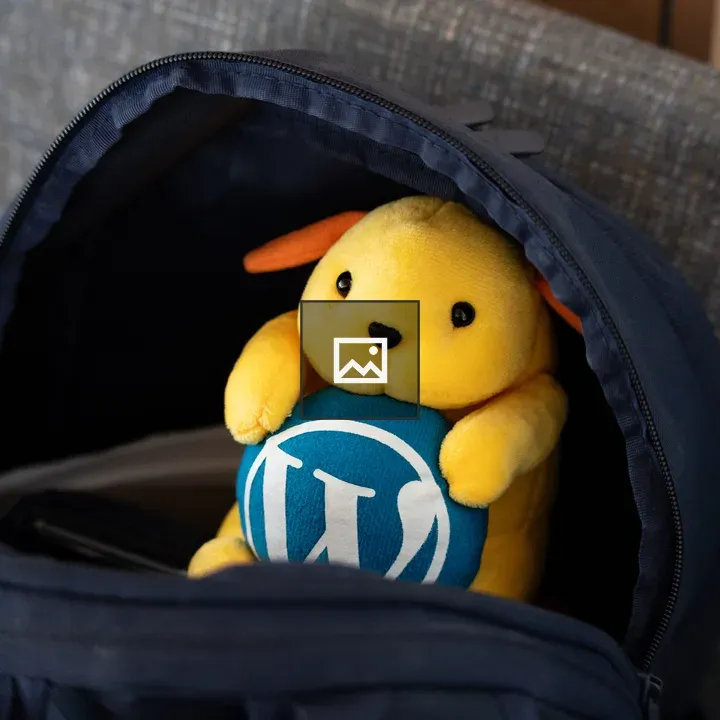 Wapuu in a backpack