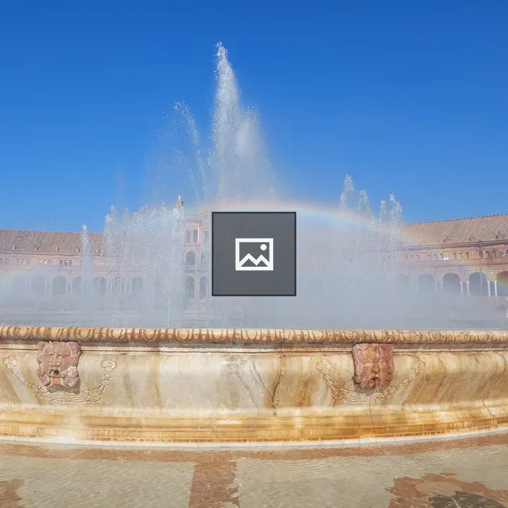 Rainbow over fountain