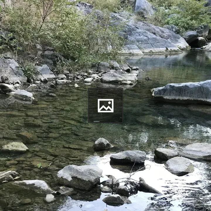 Lake landscape with rocks