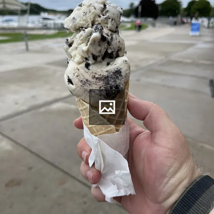 Cookies and cream ice cream cone