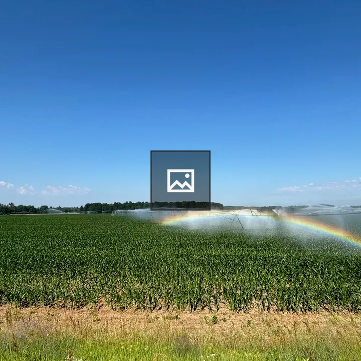 Irrigation system over corn field