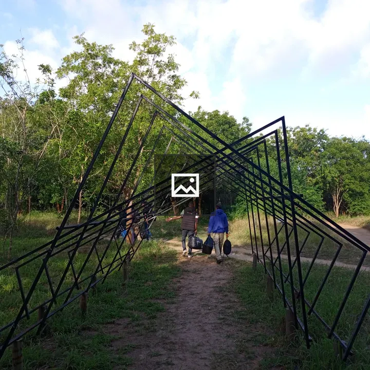 Dirt Path Under Metal Canopy