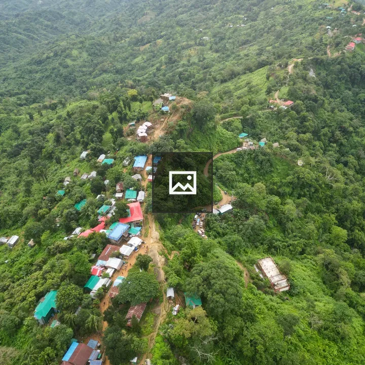 Drone view of mountain village