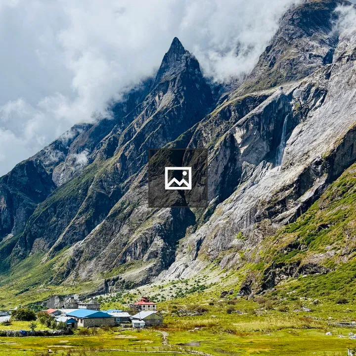 Mountain landscape with valley and peaks
