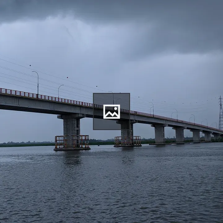 Bridge over river with towers