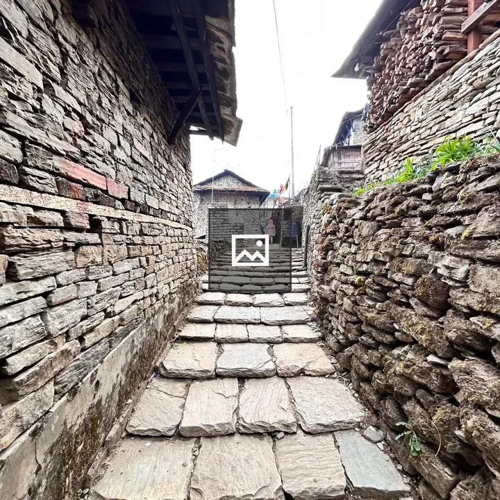 Stone-paved trail in Nepal village