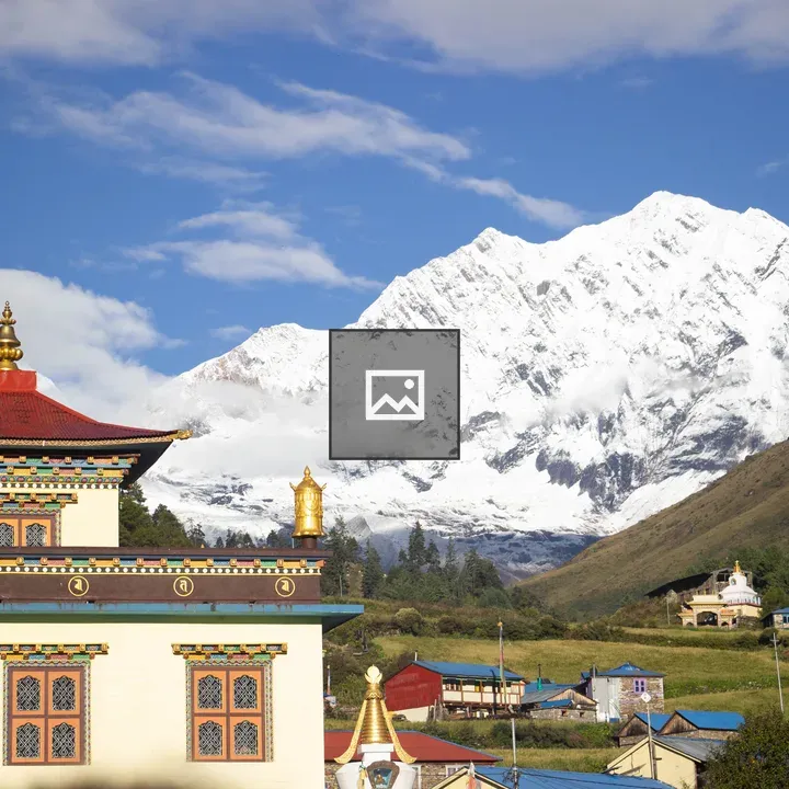 Colorful Building with Mountain Backdrop