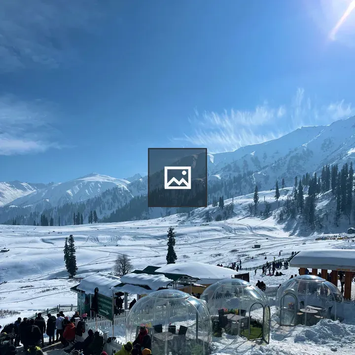 Winter landscape with domed structures