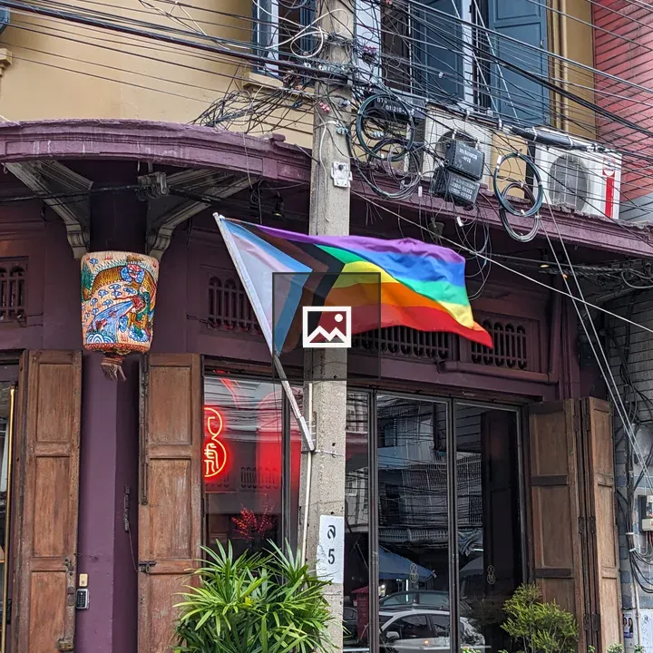 Progress Pride Flag on Pole