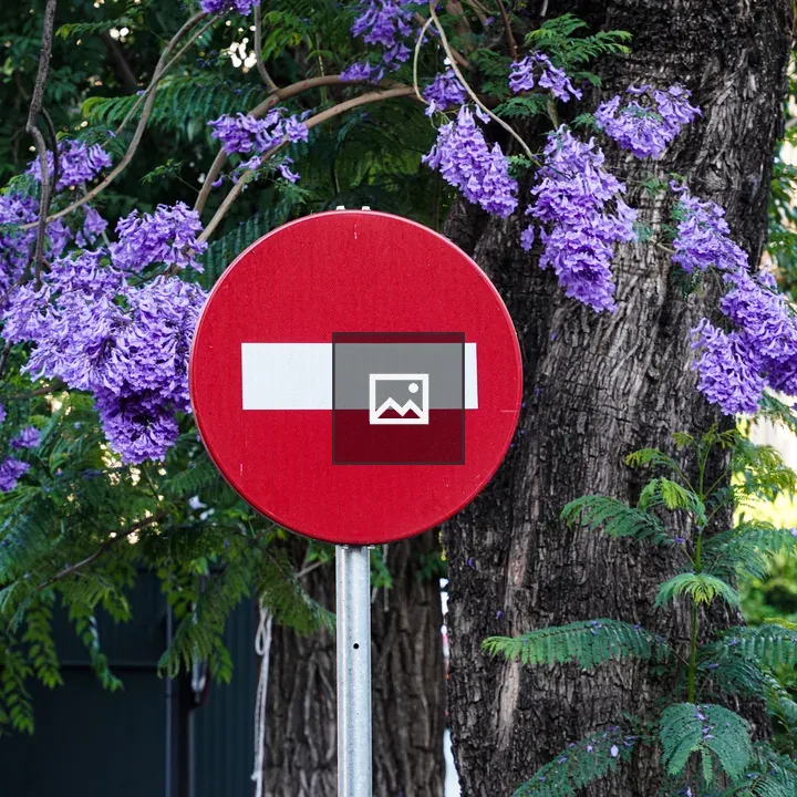 Red No Entry Sign with Purple Flowers