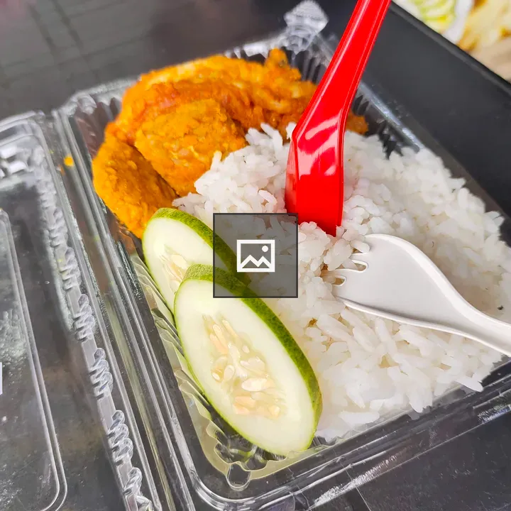 Rice and chicken meal in container