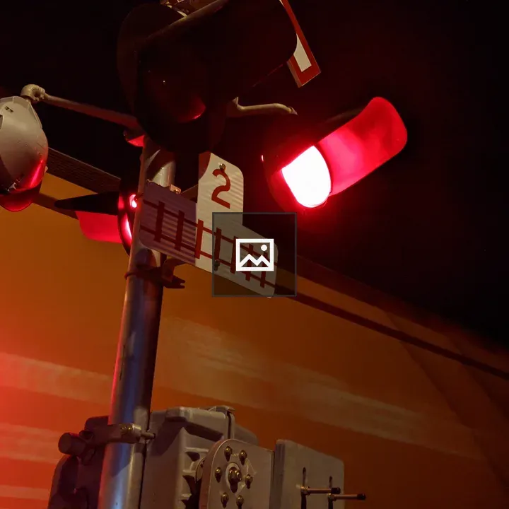 Railroad crossing signals with train