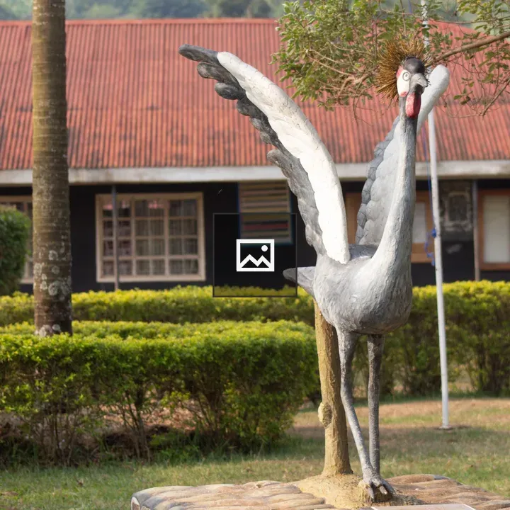 Crane Sculpture in Garden