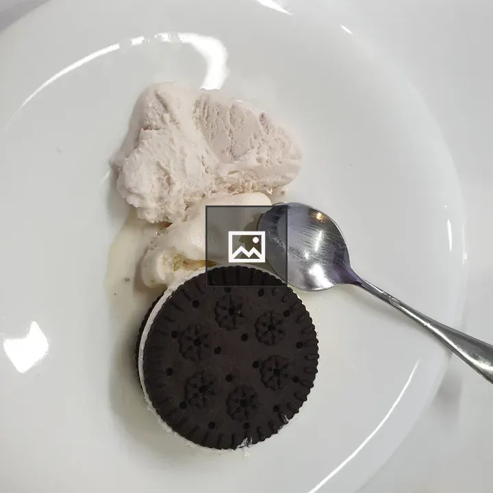 Vanilla ice cream with cookie