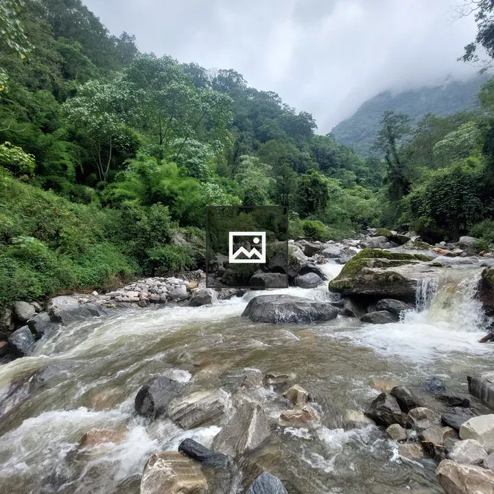 Mountain river in high hills