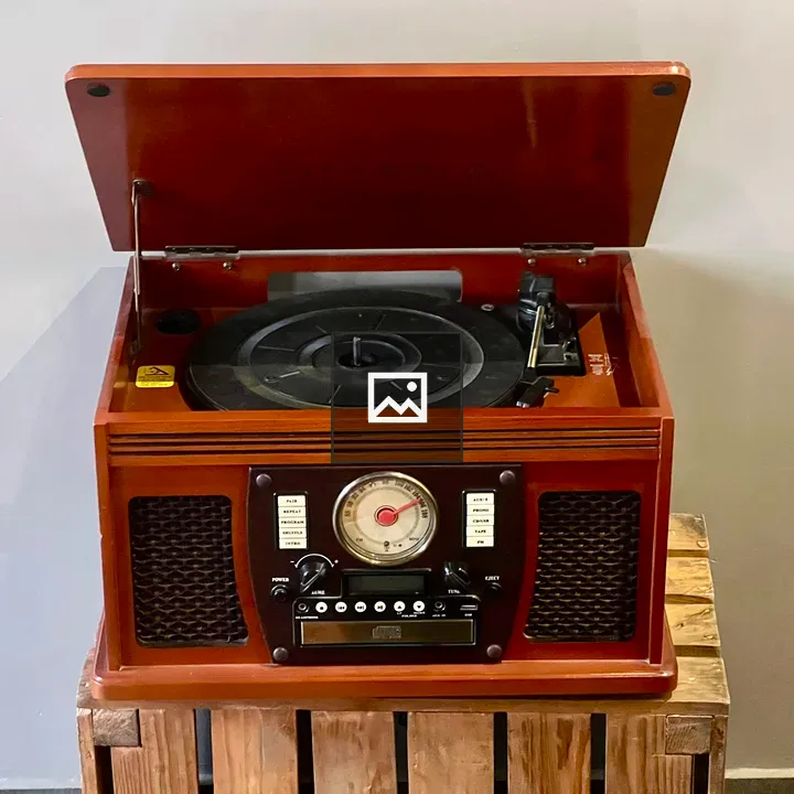 Wooden retro music player