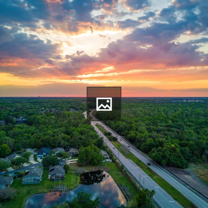 Drone sunset over highway