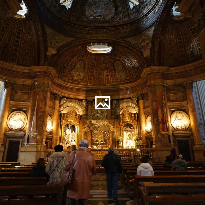 Interior of ornate church ceiling