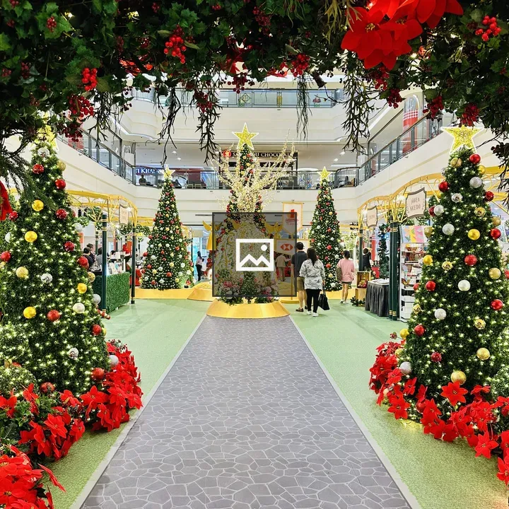 Well-decorated Christmas tree in mall