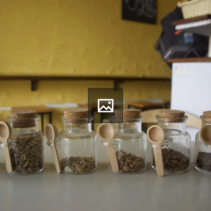 Coffee beans in glass jars