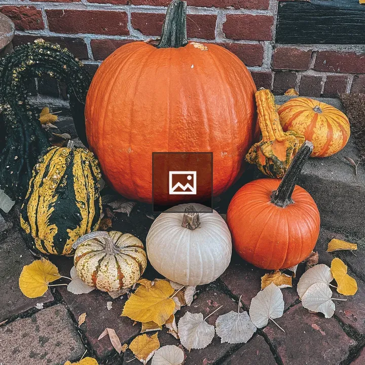 Pumpkin decorations on sidewalk