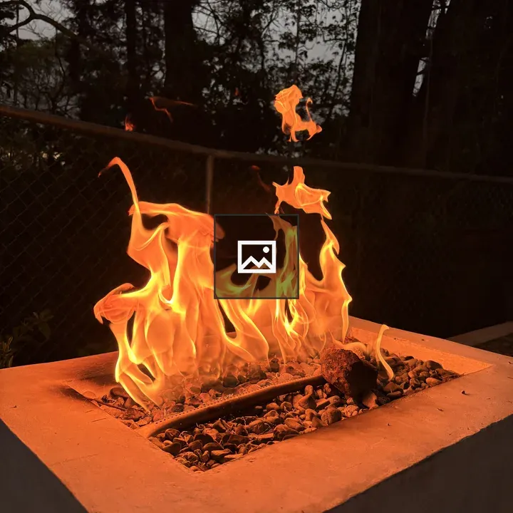 Intense flames in modern fire pit