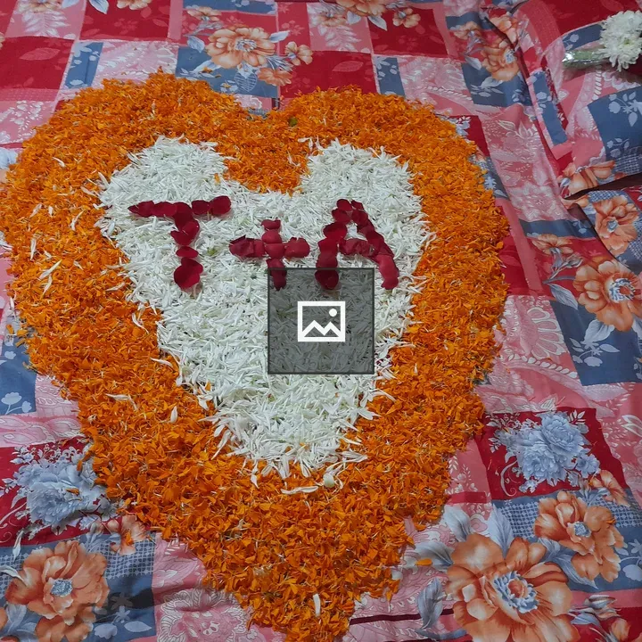 Heart Shape with Petals on Bedspread
