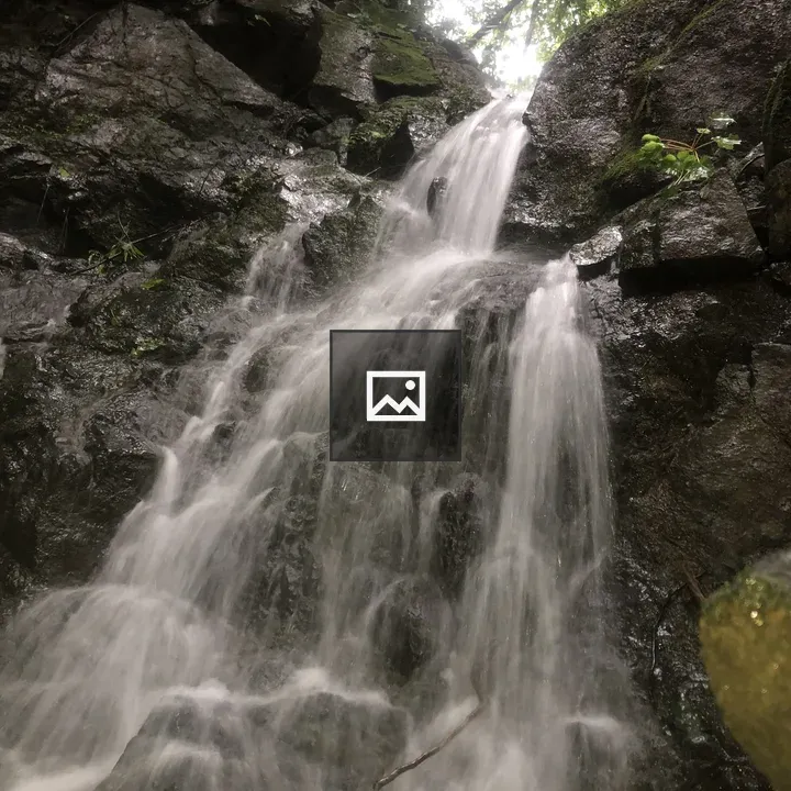 Water cascading over mossy rocks