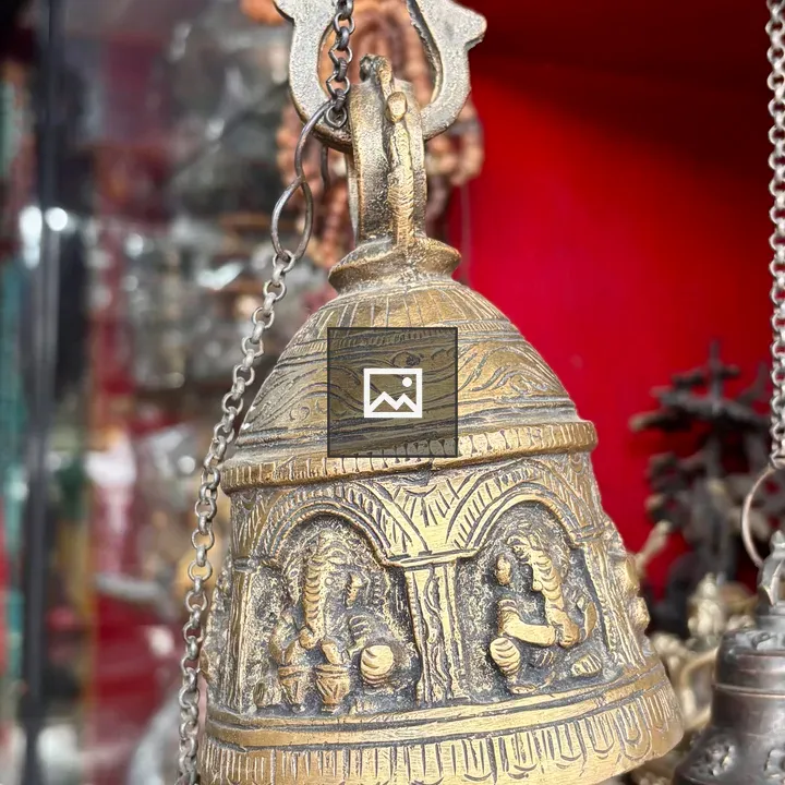 Brass temple bell close-up