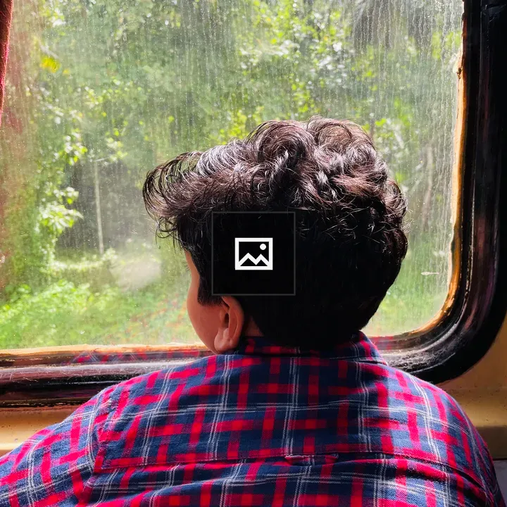 Boy Looking Through Train Window