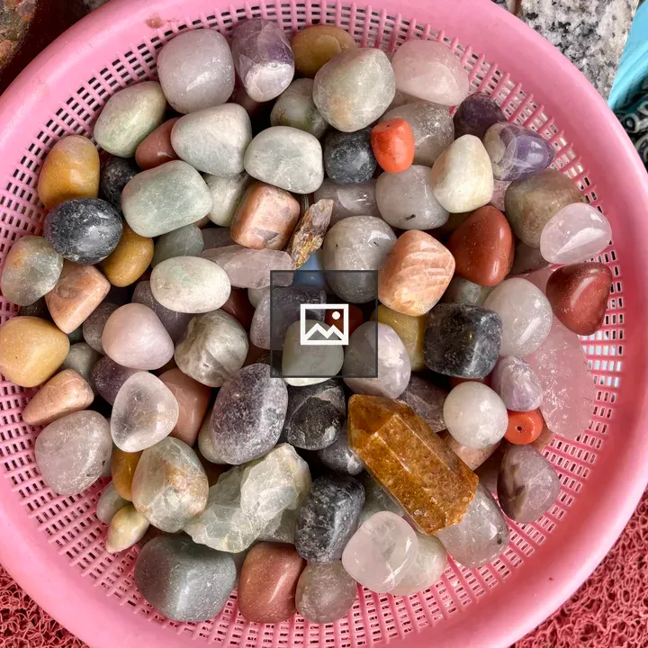 Pink basket of gemstones