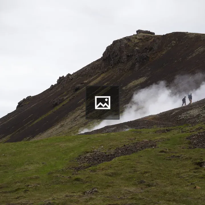 Hikers on Iceland hillside