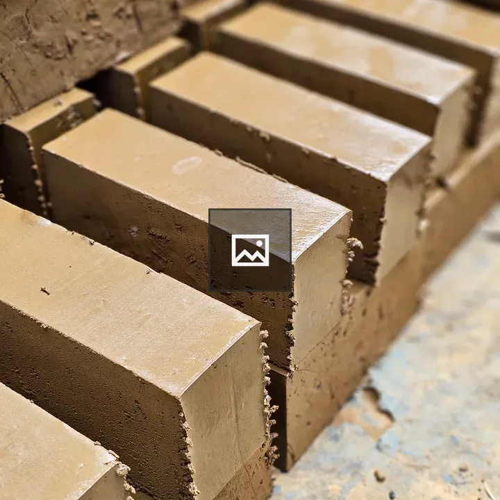 Freshly Shaped Wet Clay Bricks