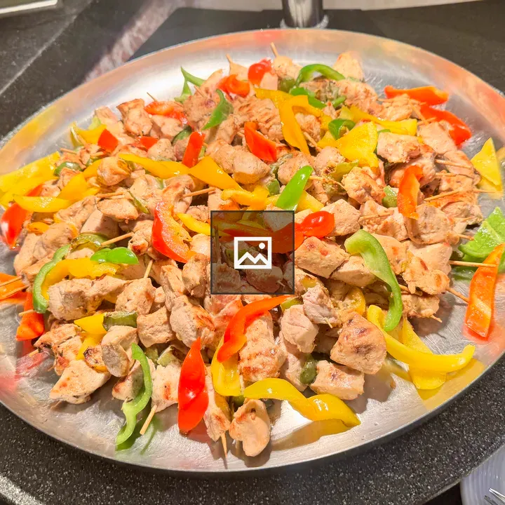 Grilled chicken kebabs platter