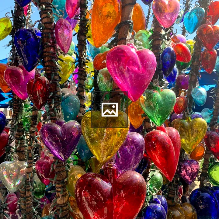 Glass hearts rainbow colors