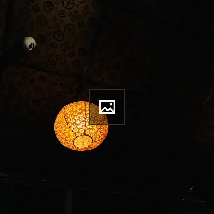 Orange paper lantern with security camera