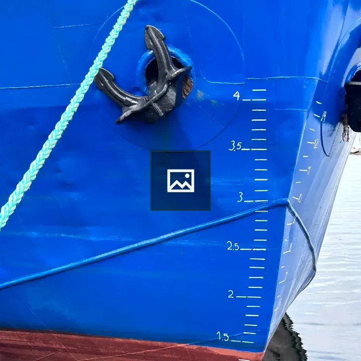 Blue ship plimsoll lines close-up