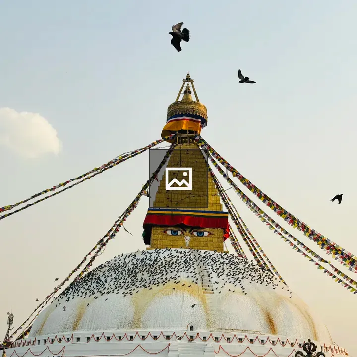 Boudha Stupa with Pigeons