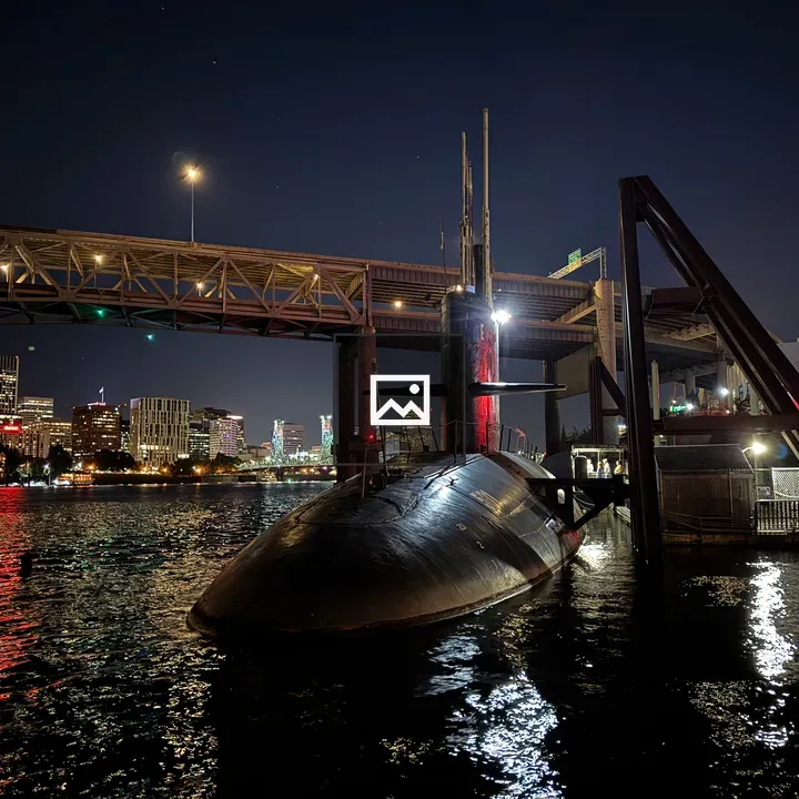 USS Blueback Front at Night