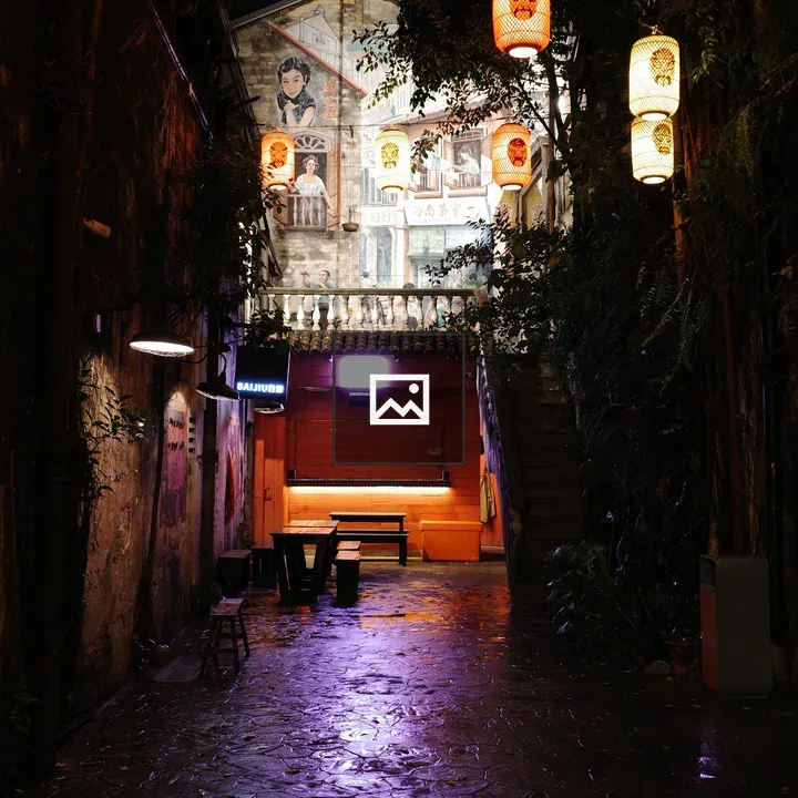 Alley Bench at Night