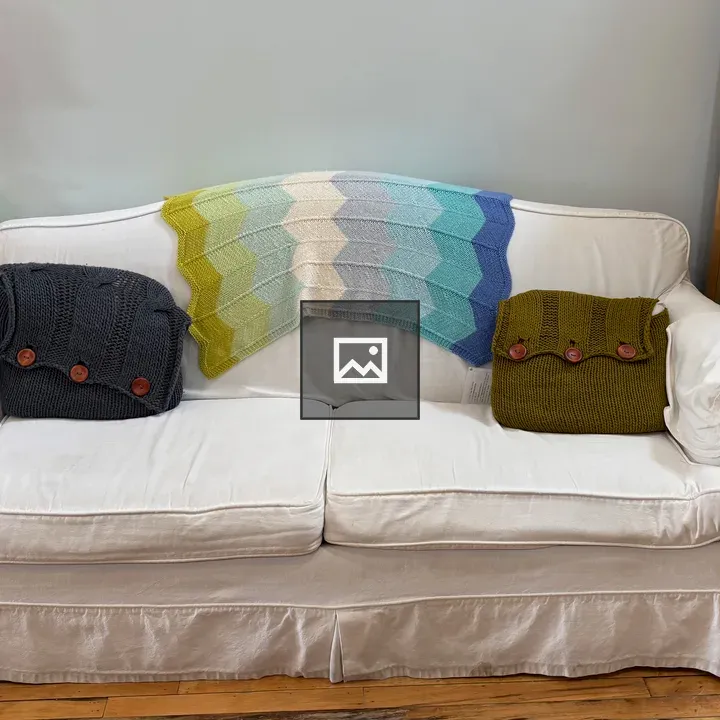 White sofa in yarn shop