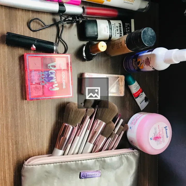 Cosmetics items on table