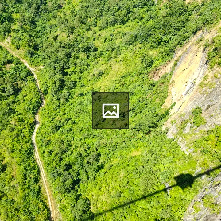Aerial hillside with winding path