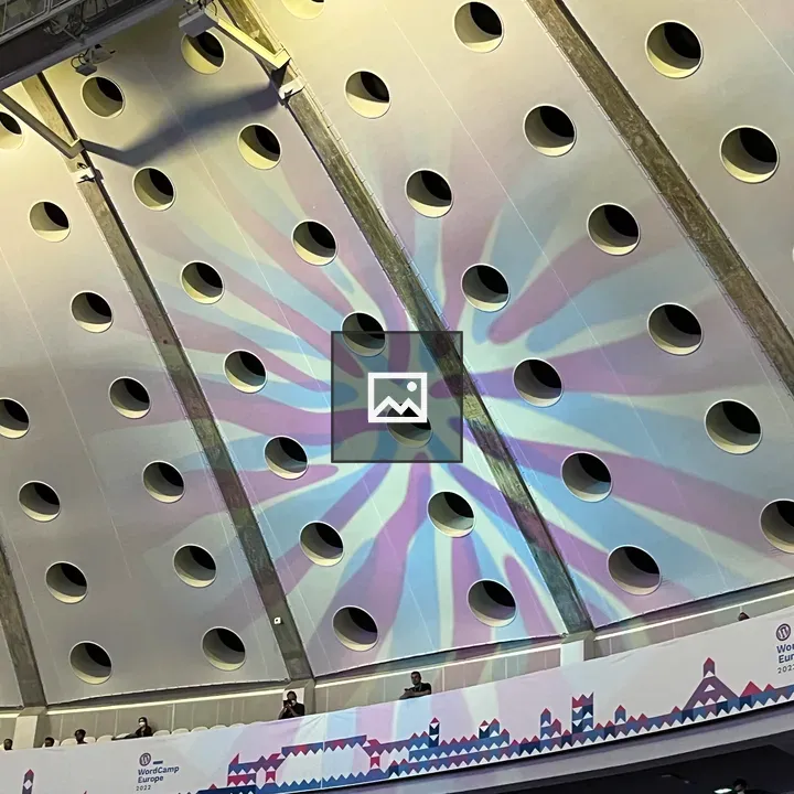 Light on conference hall ceiling